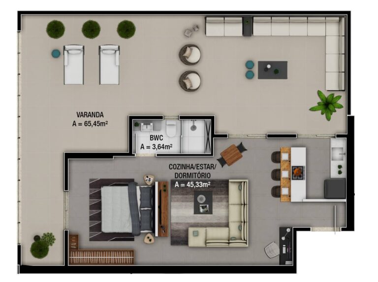Planta Tipo 03 - 135,93 m² - 02 dormitórios - 1 vaga