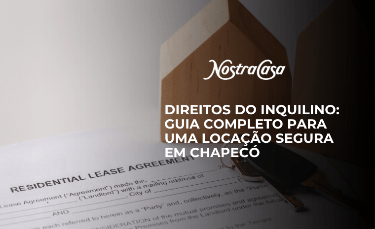 Capa do guia sobre direitos do inquilino, com contrato de locação e chaves de imóvel ao fundo em composição editorial.